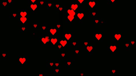 iconos de corazones de amor animación moviéndose hacia arriba gráficos de movimiento en fondo negro, bueno para el concepto de marketing o fondo de video corto
