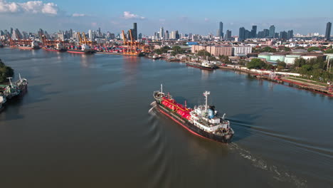 lpg tanker ship on the chao phraya river bangkok thailand