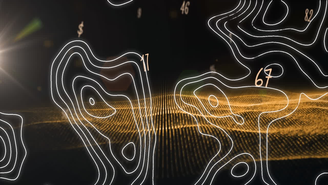 그리드 위에 움직이는  ⁇  선의 애니메이션