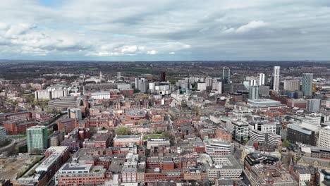 Ciudad-De-Leeds,-Reino-Unido,-Toma-Panorámica-Aérea-De-Drones-4k