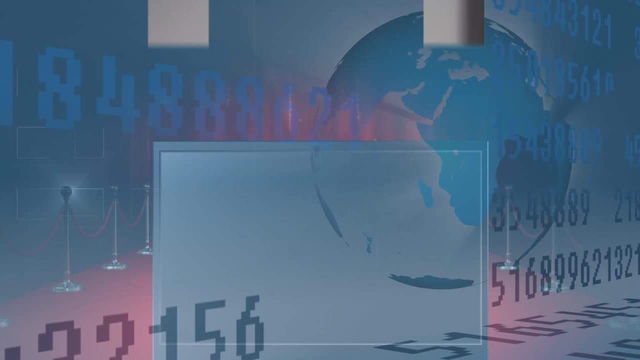 상향으로 움직이는 화살표 아이콘의 애니메이션, 회전하는 지구, 빨간 카 ⁇ 에 맞춰 변하는 숫자