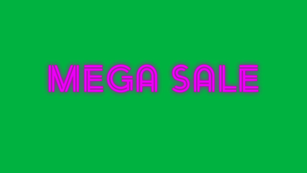 Animation of mega sale text in pink neon letters, on transparent background