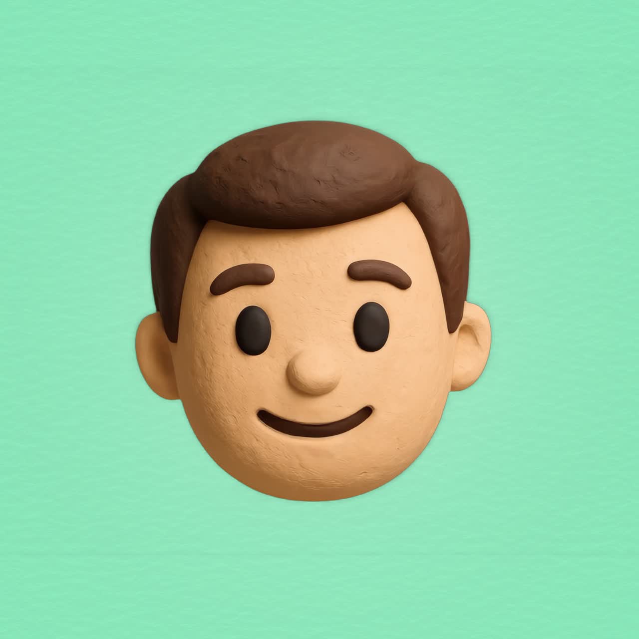 Clay emoji face smiling animation isolated asset, transparent 4K video, alpha channel, ProRes 4444