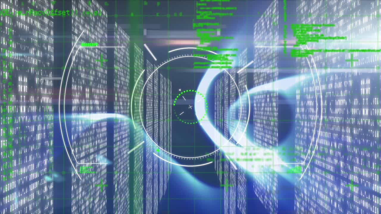 animazione delle interferenze e elaborazione dei dati con scansione del campo di applicazione su colonne mobili