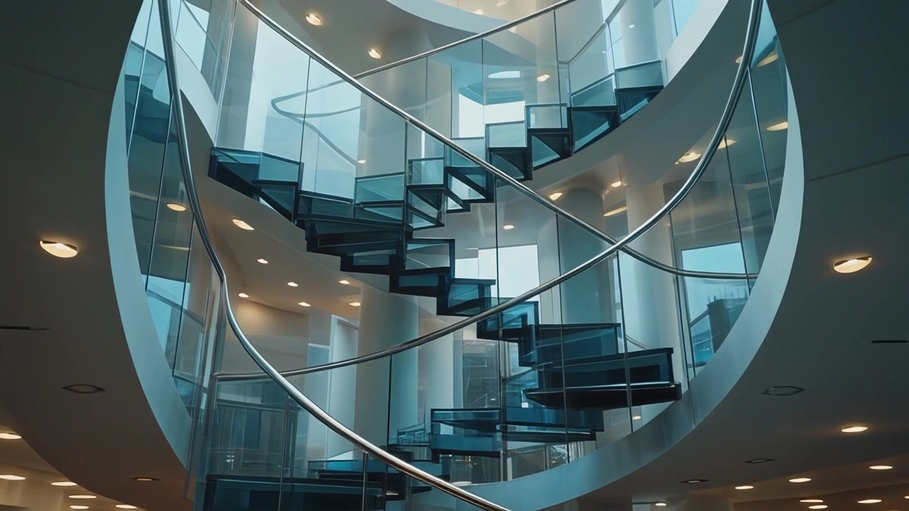Modern Spiral Staircase in Contemporary Office Building Interior