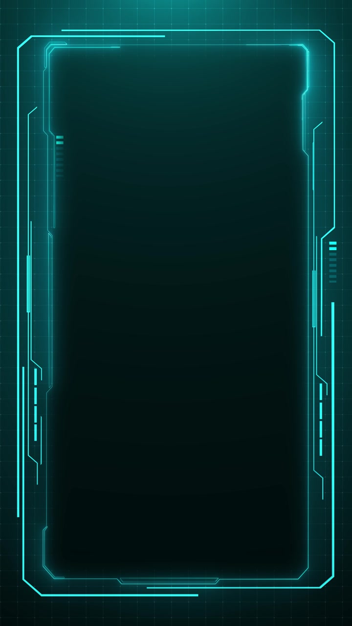 Digital cyan tech border template sleek empty center neon interface lines subtle grid marks