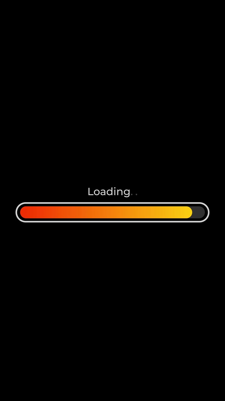 Digital Loading Bar Progress Animation on Black Background