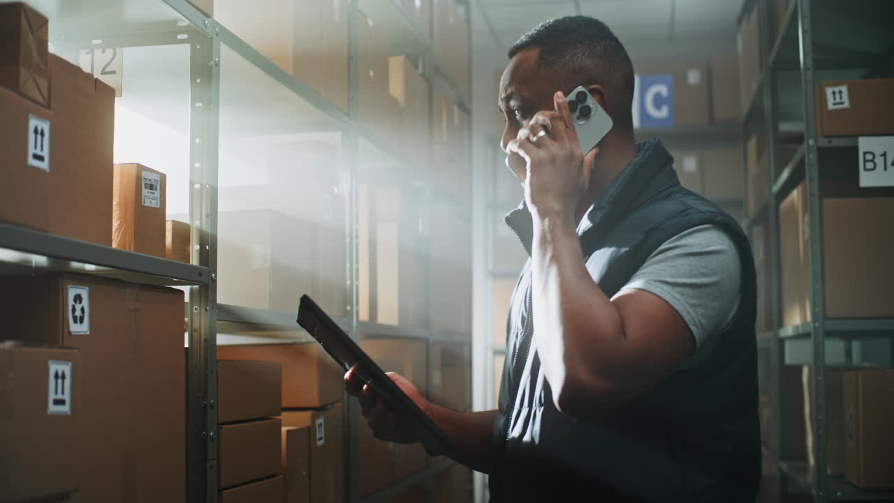 trabajador de almacén comprobando el inventario