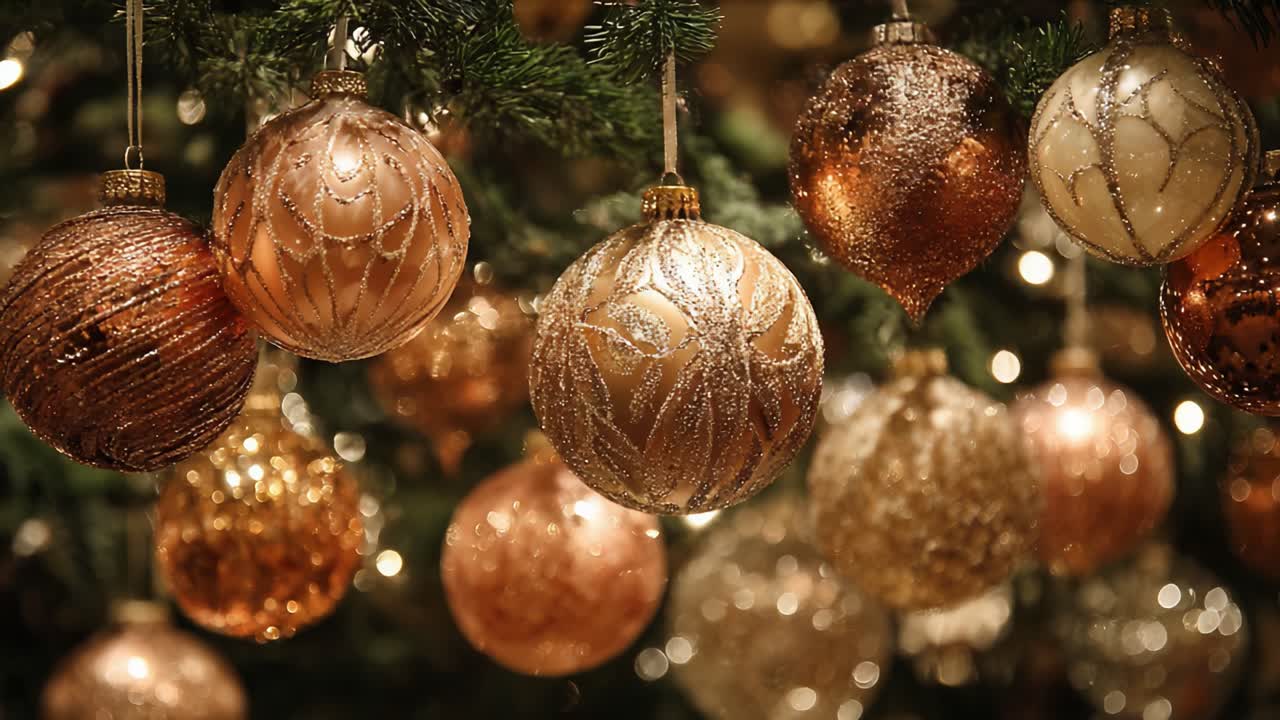 Una splendida esposizione di eleganti decorazioni natalizie che scintillano alla luce delle feste, catturando perfettamente lo spirito di gioia e celebrazione