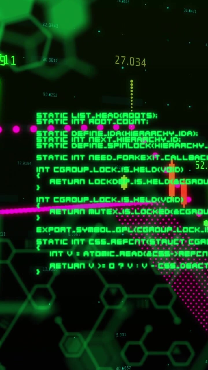 Animatie van computer- en wetenschappelijke gegevensverwerking op een zwarte achtergrond