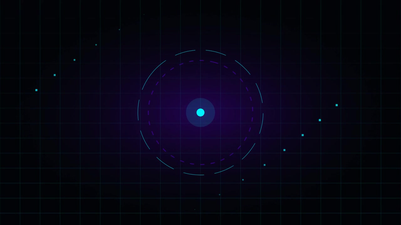 Interfaccia HUD digitale astratta con elementi circolari rotanti