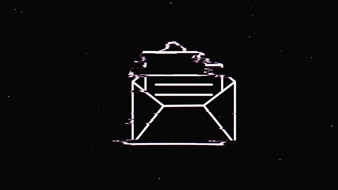 디지털 오래된 tv 화면에 줄 봉투 hud 홀로그래픽 기호, 없는 루프 고장 애니메이션, 심장, 역동적인 레트로 및 즐거운, 다채롭고 빈티지 비디오 영상.