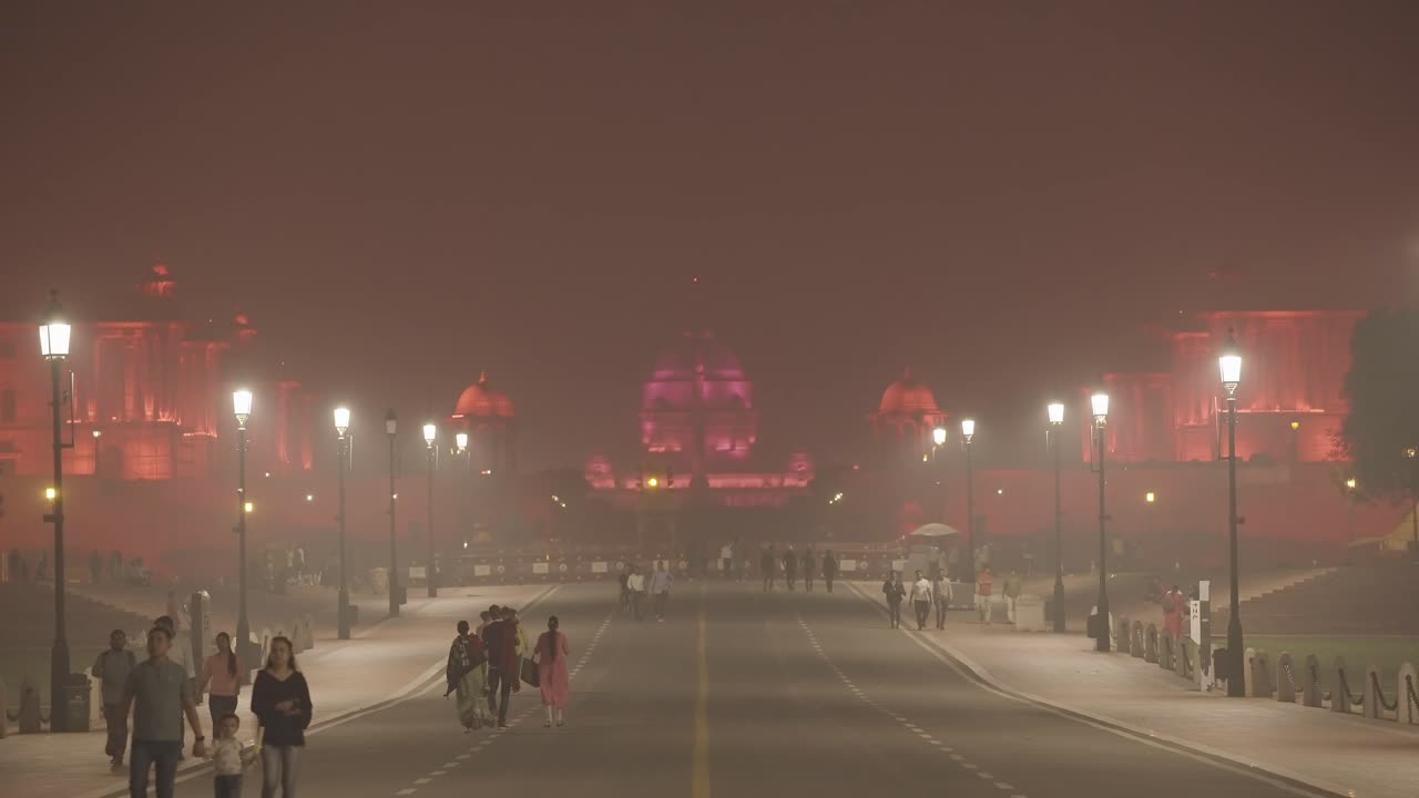 India's president house at night in winters