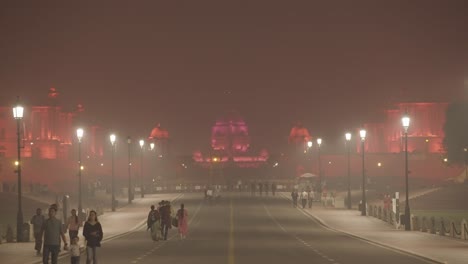 India's-president-house-at-night-in-winters