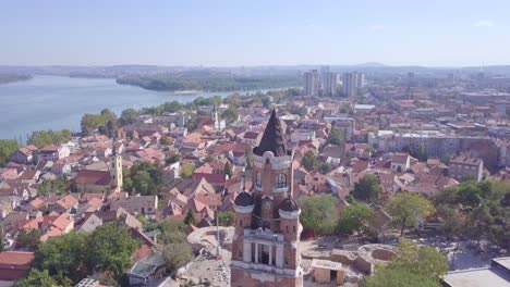 incredible 4k aerial opening shot of zemun old town and gardos kula in belgrade