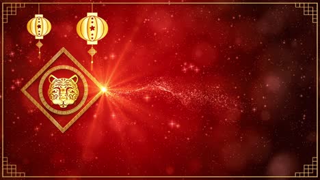 chinese zodiac tiger 2022. chinese new year celebration background,  golden and red with particle for chinese decorative classic festive background for a holiday.