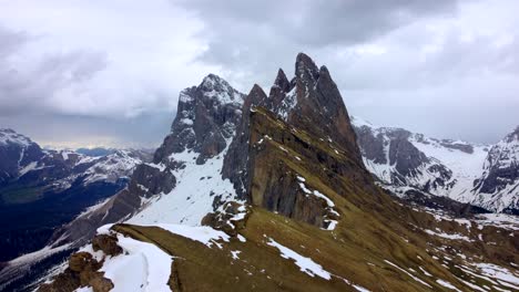 aerial footage from seceda in the italian dolomites