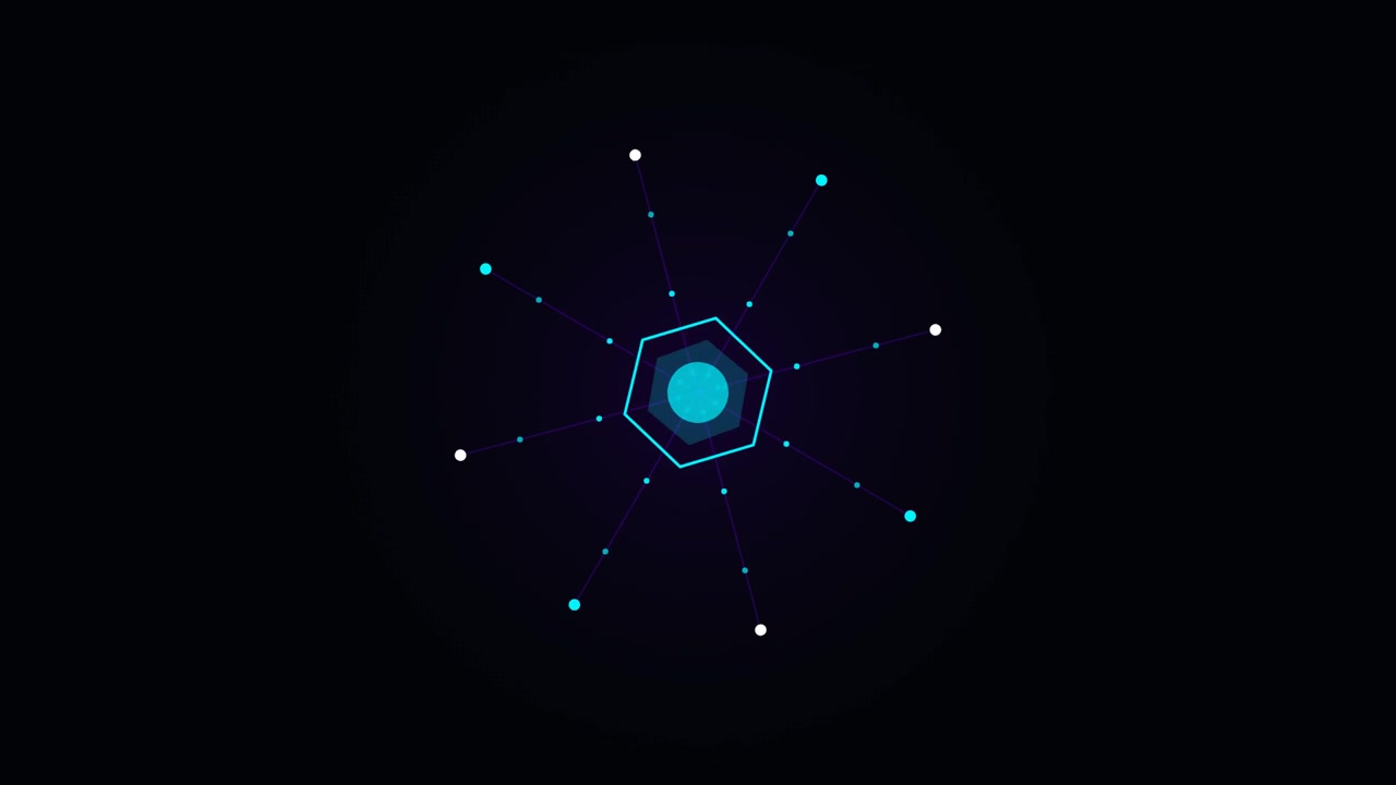 Abstract Digital Hexagon Network Animation on Dark Background