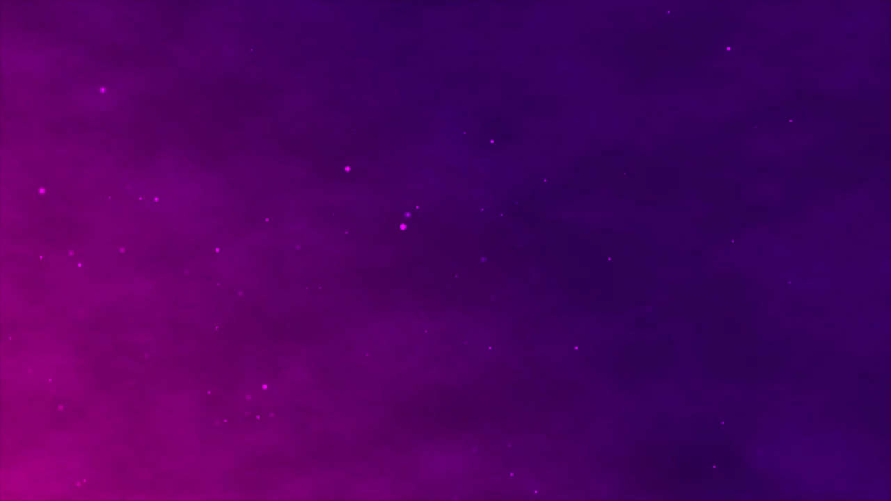 Sparkling white particles float through a vibrant, abstract background of pink and purple colored smoke. An atmospheric and magical motion graphic