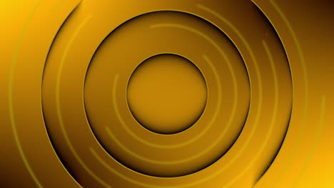 an animation featuring stacked yellow disks casting shadows on one another, accompanied by rotating, glowing light beams and dynamic particles gliding across their surfaces