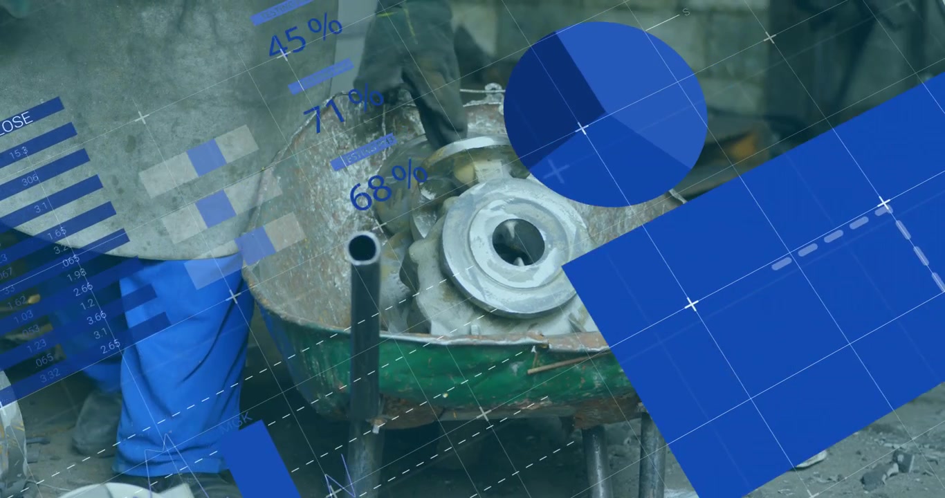 Animation af finansiel databehandling over en roterende globus på en digital skærm.
