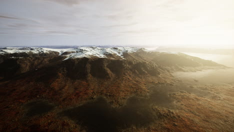 Aerial-view-of-fjord-in-cold-winter-weather