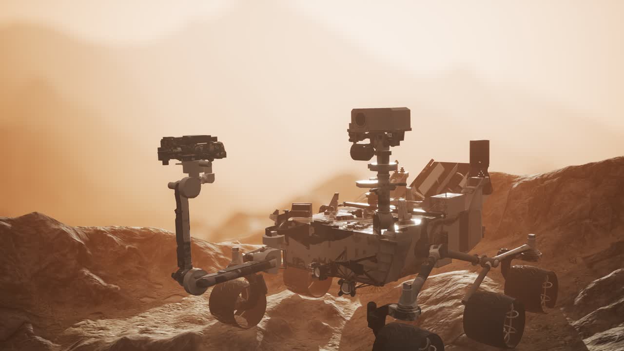 Curiosity Mars Rover exploring the surface of red planet