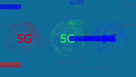 Animations-of-globes-and-5g-text-over-blue-background