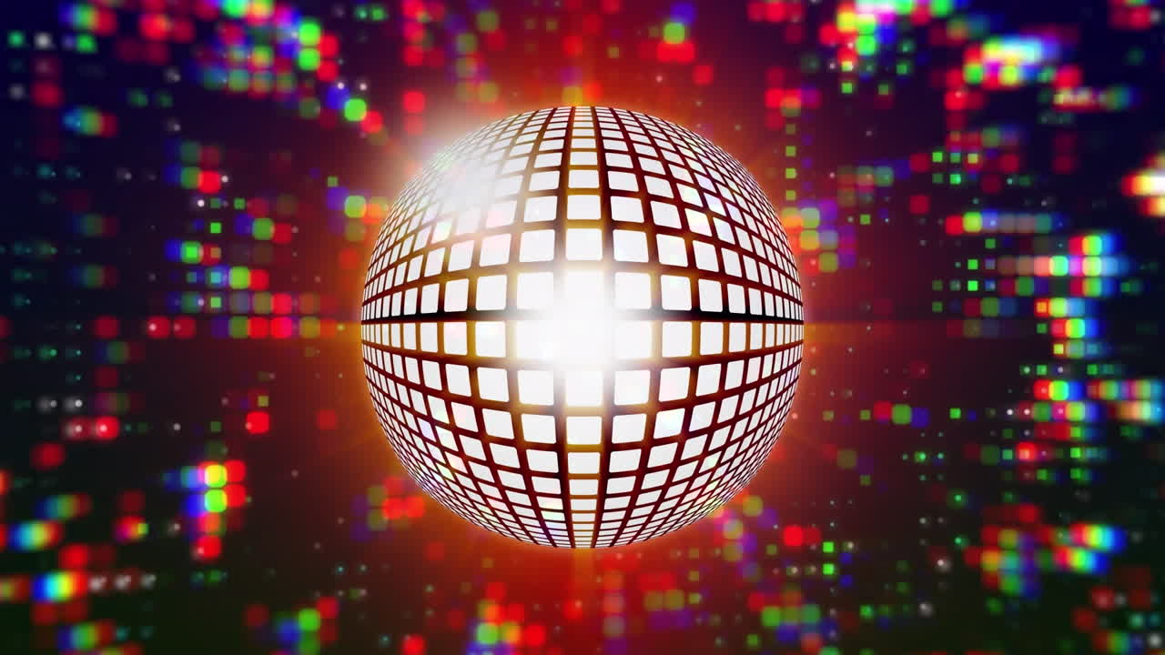 animación del procesamiento de datos sobre la bola de espejo de disco