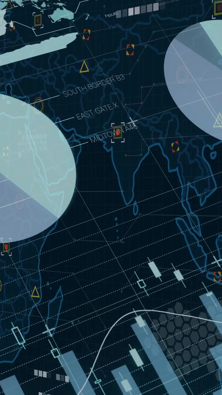 Animation of diagrams and data processing over world map