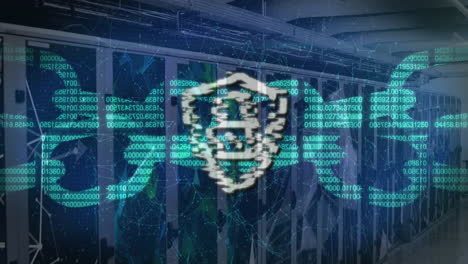 lucchetto di sicurezza e catena contro la stanza del server