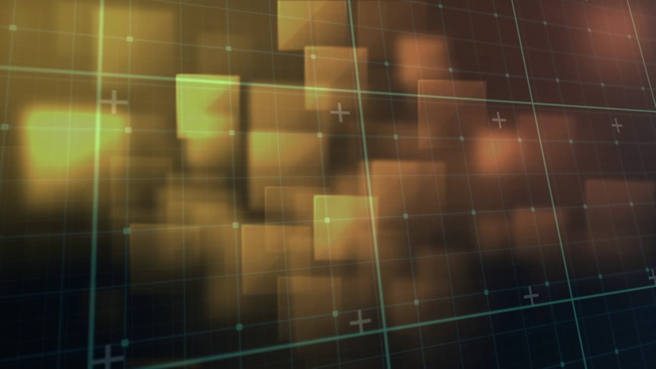 Animación de procesamiento de datos sobre cuadrícula y cuadrados