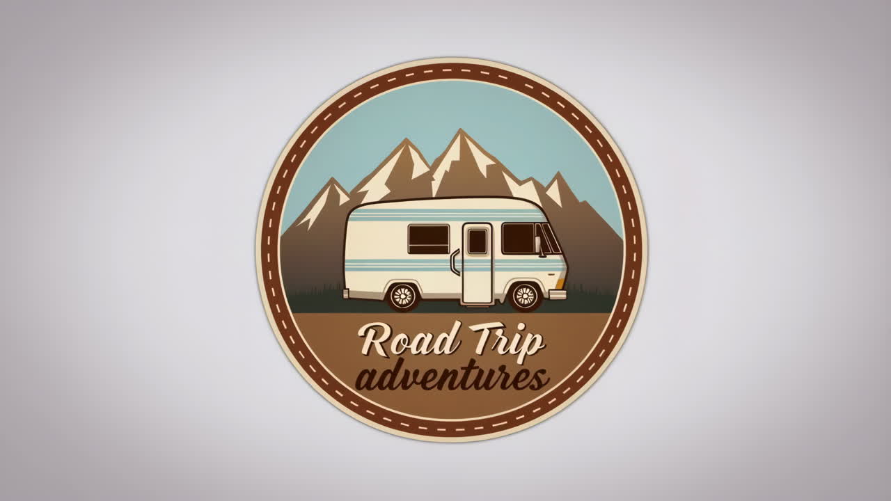 Road Trip Adventures Camper Van and Mountain Logo
