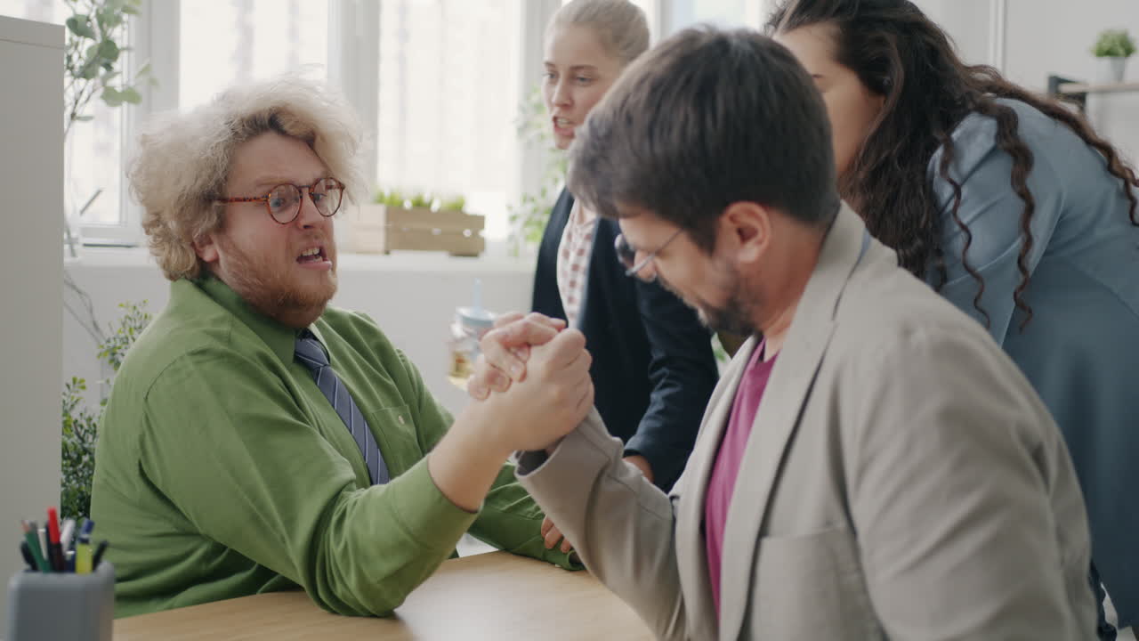 Arm Wrestling Competition in Office