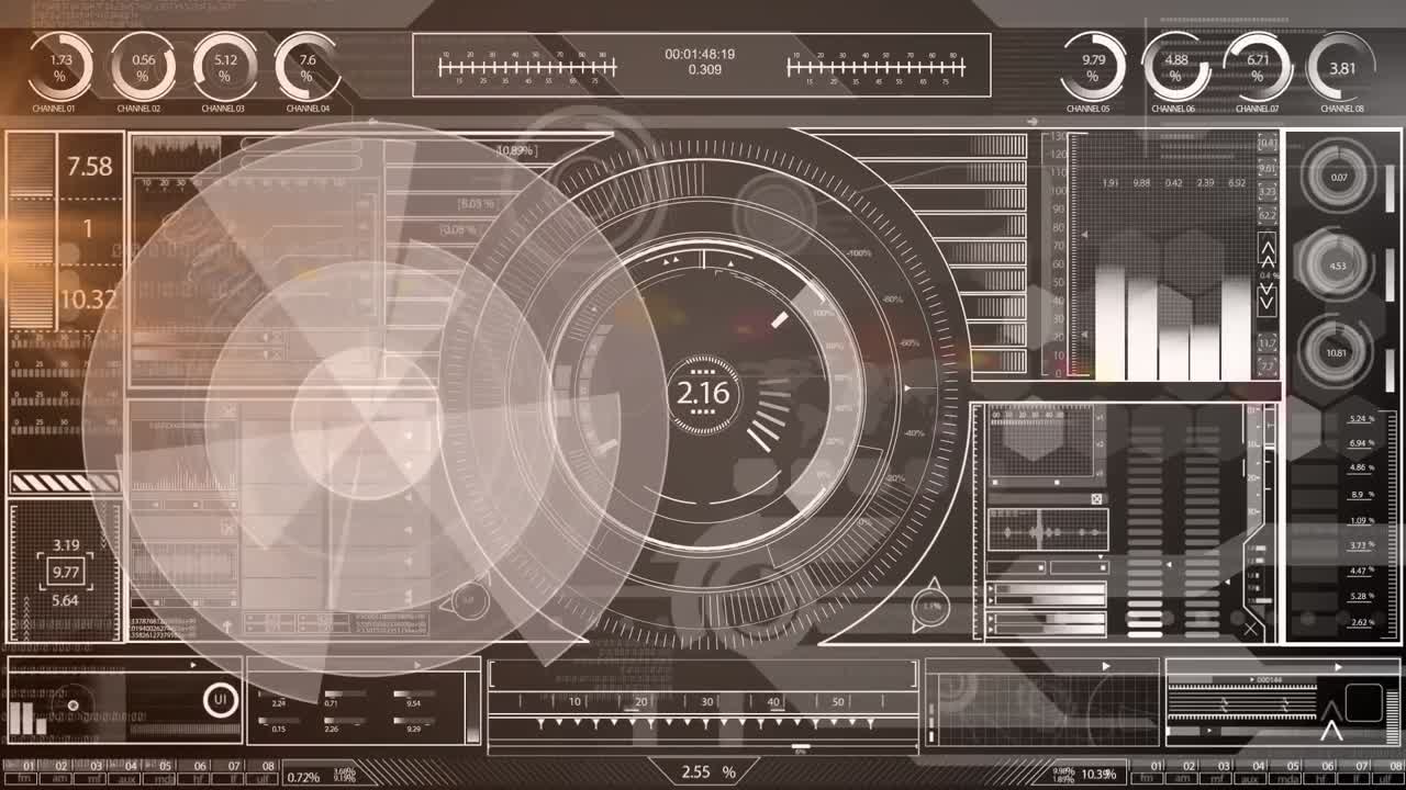 디지털 화면을 통해 스캔 및 데이터 처리 스 ⁇ 의 애니메이션