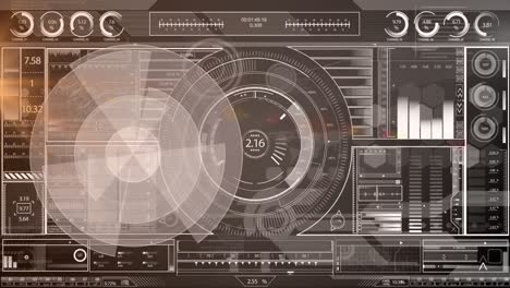 animación de escaneos y procesamiento de datos a través de una pantalla digital