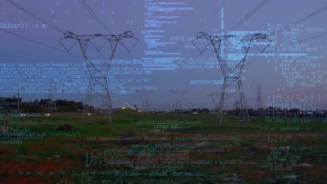 Animation-of-data-processing-over-electricity-pylons