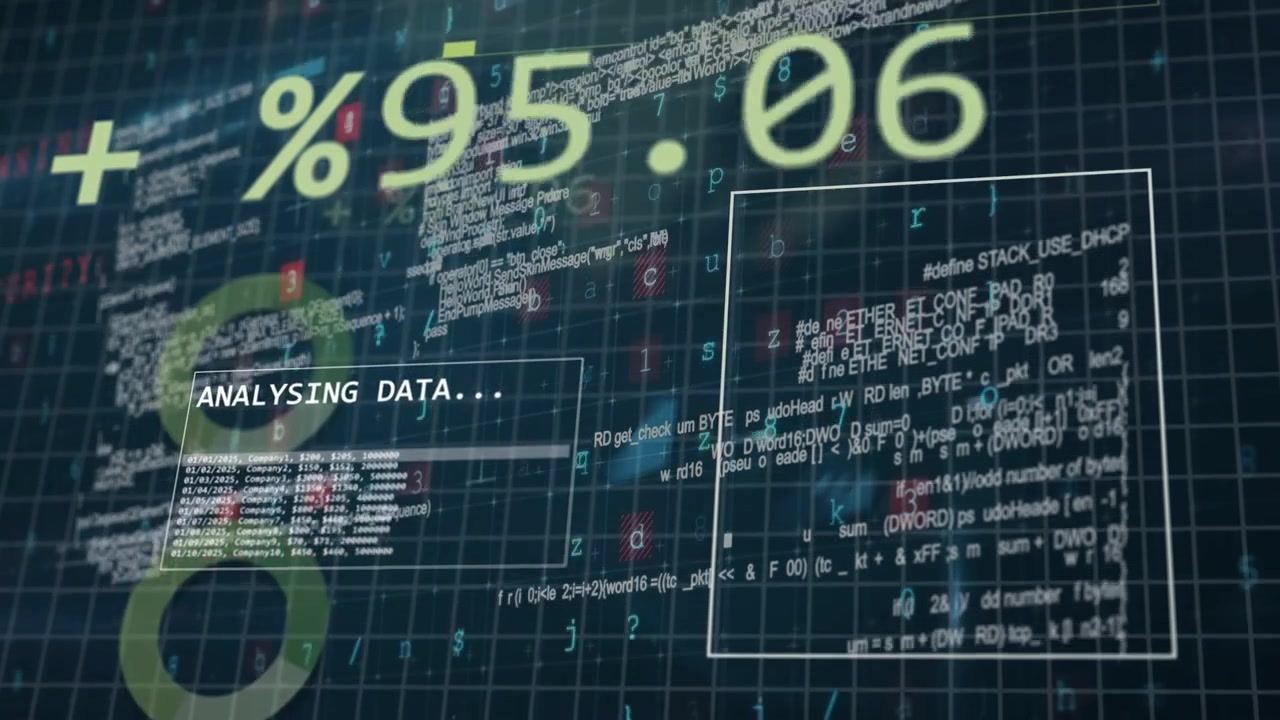 ANALYSING DATA panel starting scan, HUD rate shifting as code streaming while flagging malware