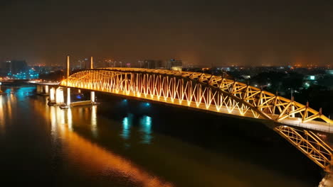 golden bridge at night