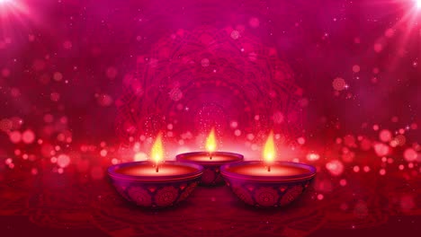 feliz diwali eventos de vacaciones indias en un festival religioso diwali animación de lámpara de aceite con fondo abstracto bokeh
