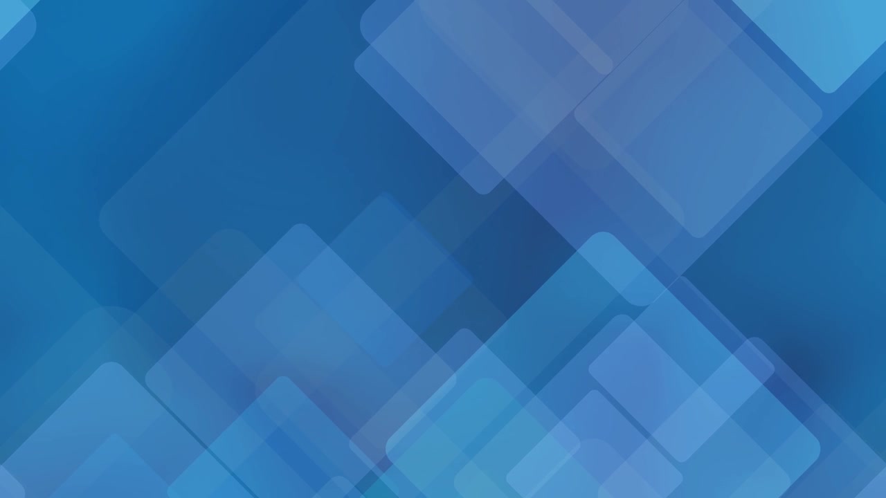 Sfondo astratto dinamico caratterizzato da forme quadrate geometriche blu traslucide sovrapposte con angoli arrotondati, tecnologia moderna ripetibile e design aziendale