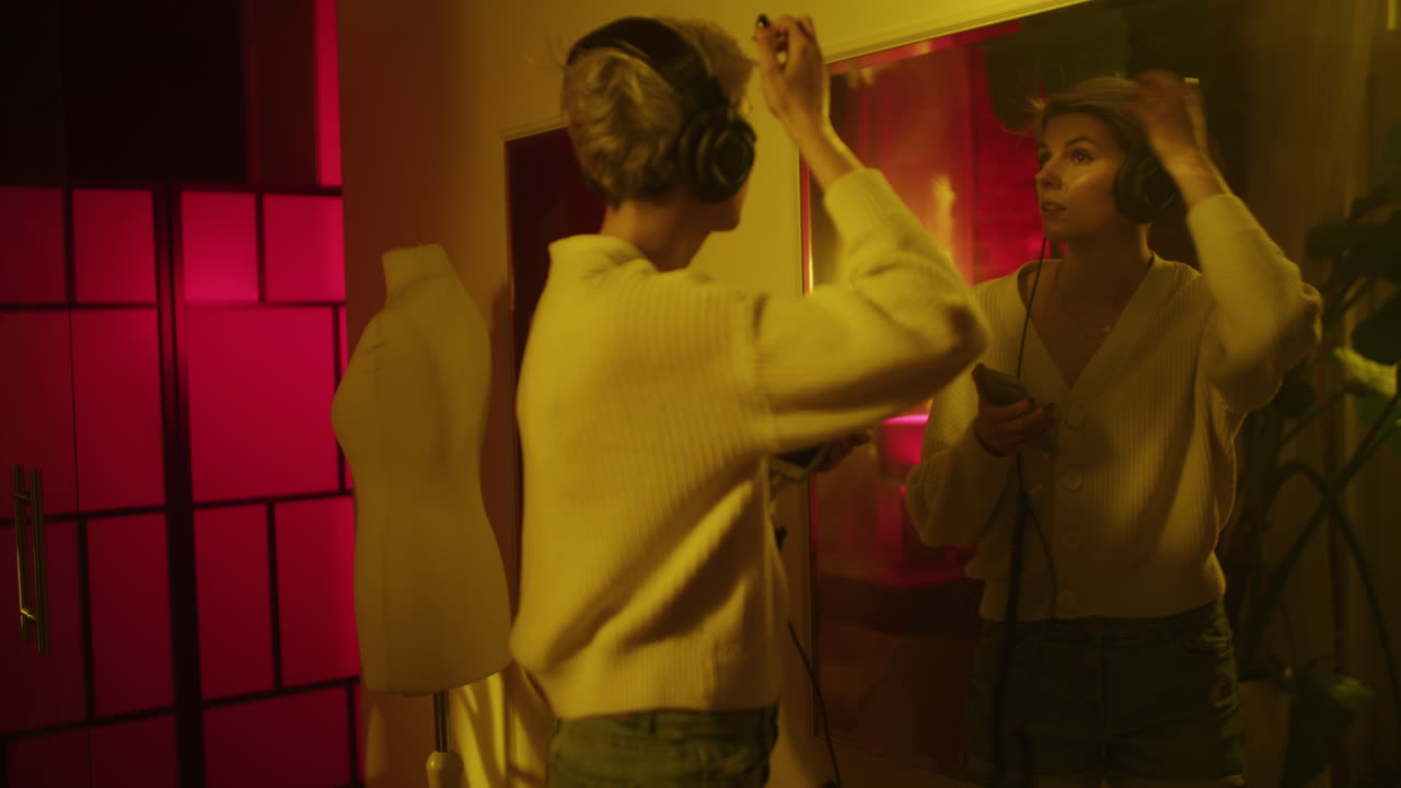 Woman getting ready in a stylish room