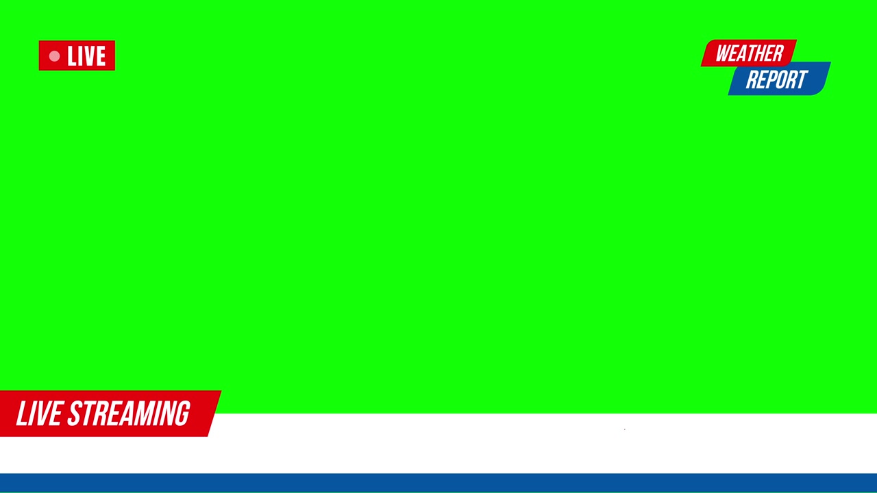 Green Screen News Broadcast Overlay with Live Streaming and Weather Report