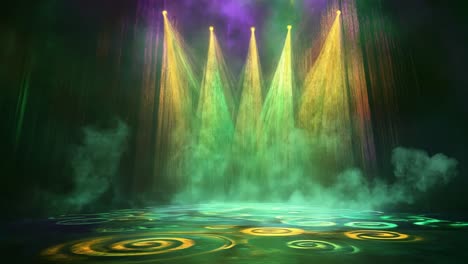 colorful stage lighting with reflections