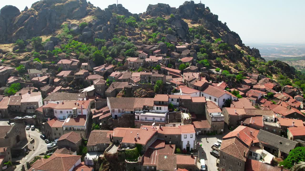 Drone shot Village of Monsanto in Portugal