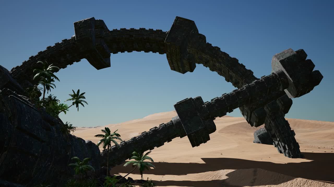 사막에 있는 오래된  ⁇ 은 외계인 우주선.