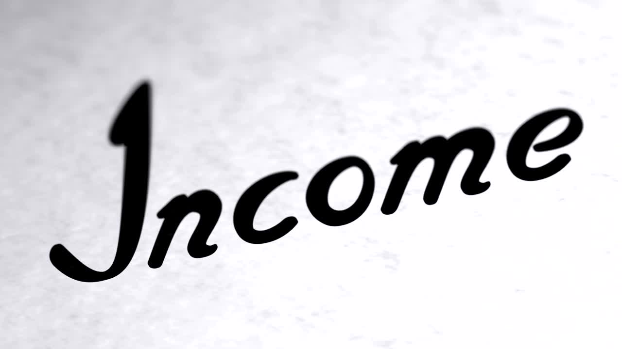 "Income" on the page. Looping footage has 4K resolution.