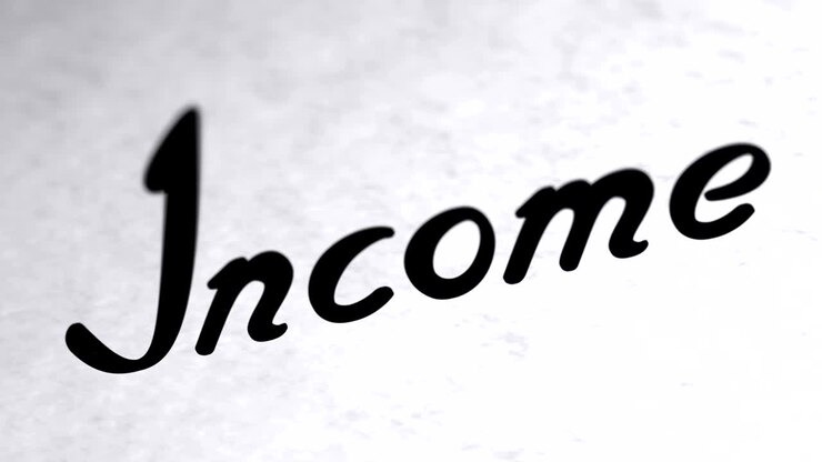 "Income" on the page. Looping footage has 4K resolution.