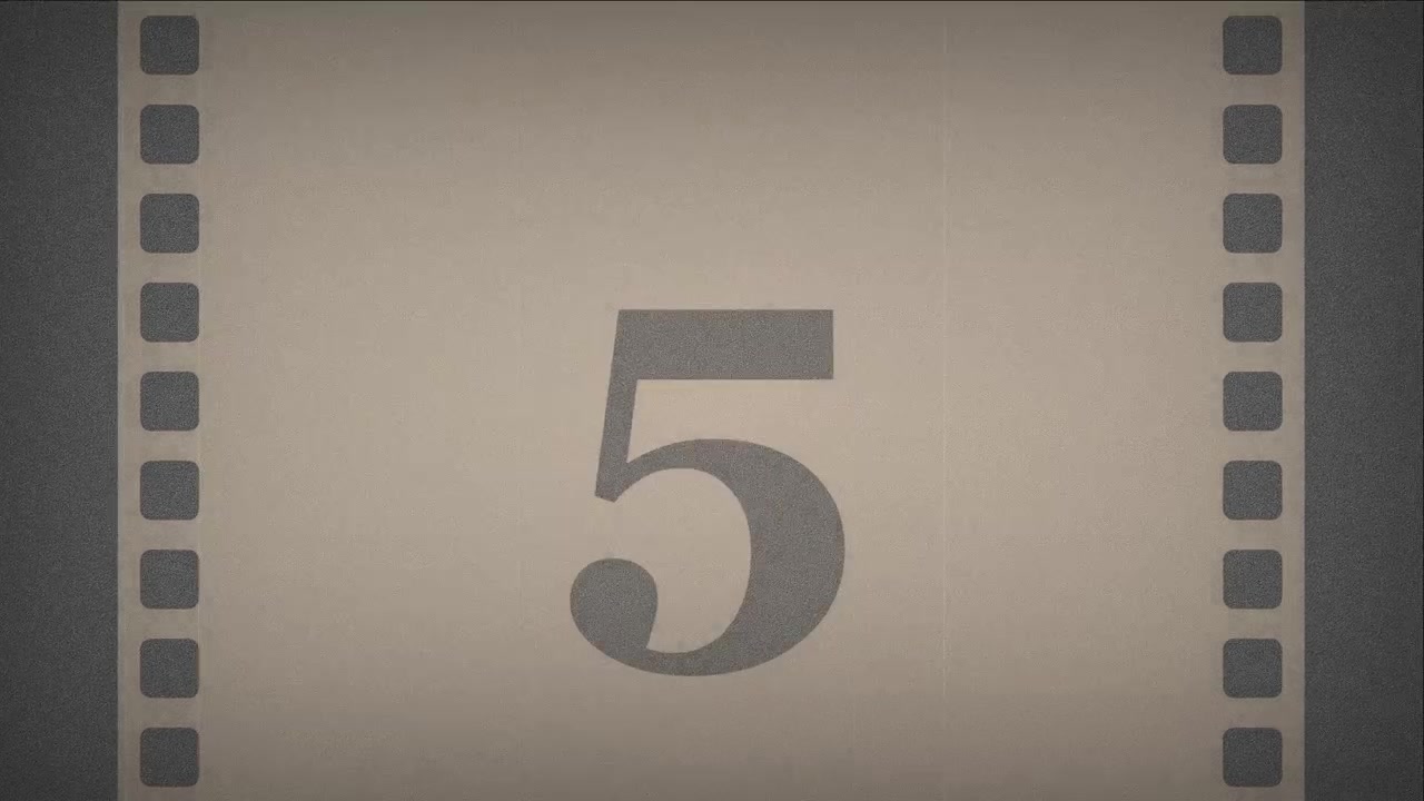 Vintage Film Countdown Leader with Grain and Sprocket Holes