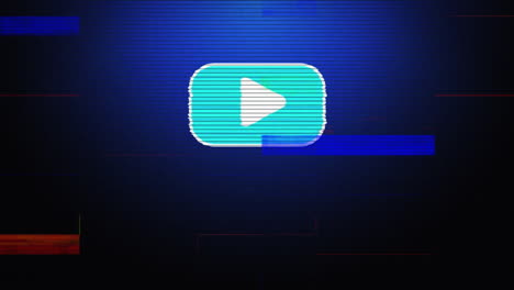 animación de un símbolo de juego azul y blanco en una pantalla alineada con azul con interferencia de colores.